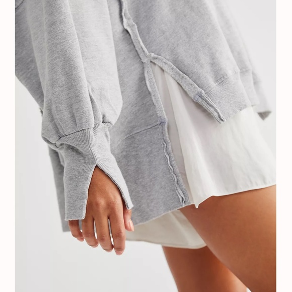 Free People Gray Oversized Sweatshirt - Picture 4 of 8